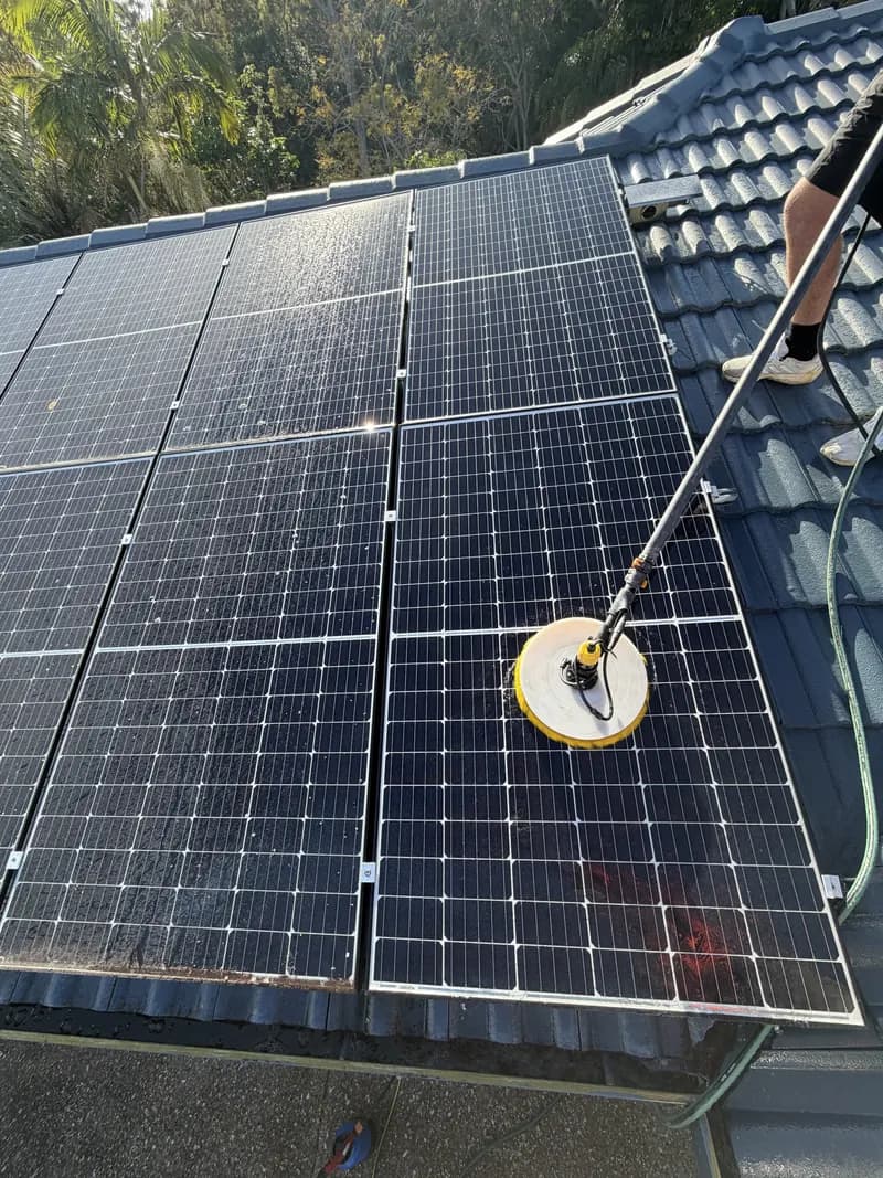 Cleaning in progress, showing the cleaner panels beside the dirty lower edge