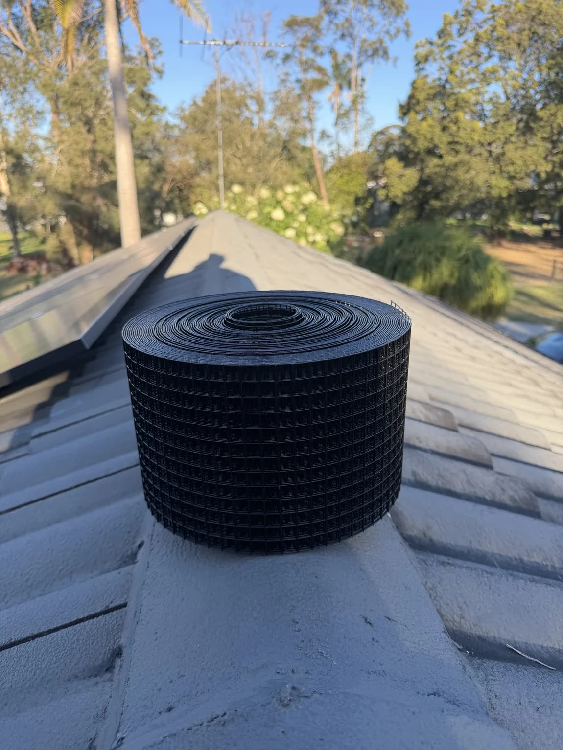Roll of 304 grade stainless steel mesh on a rooftop